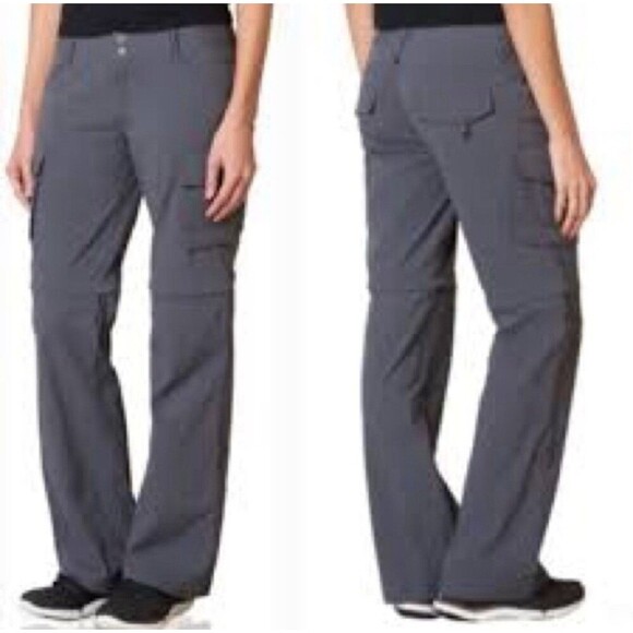 prAna Convertible Pant Women 8 Gray Performance Pockets Roll Up Hiking Camping - Picture 1 of 16